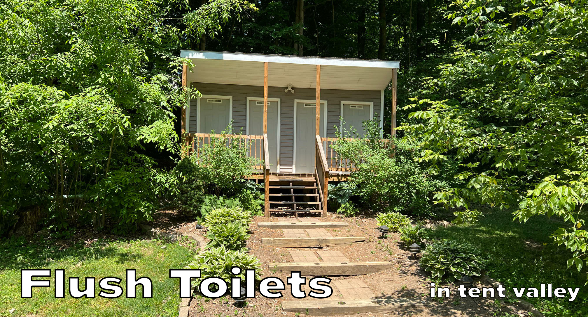 Flush toilets in tent valley